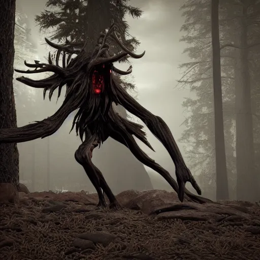 Image similar to a wendigo, 3 d render, octane, ray tracing, ultra high resolution, ultra detailed, photorealistic, 8 k