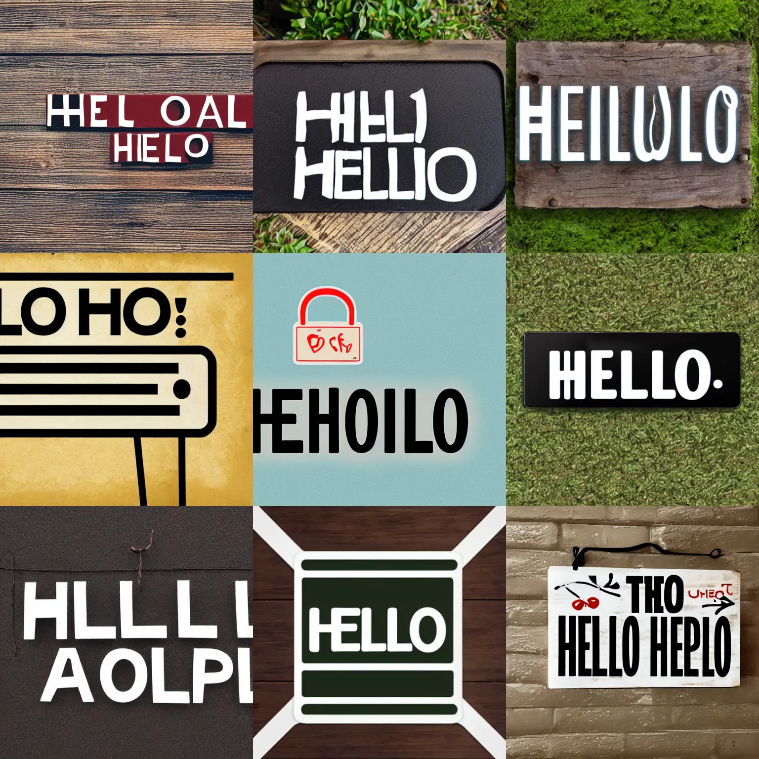 Prompt: Sign with hello as text