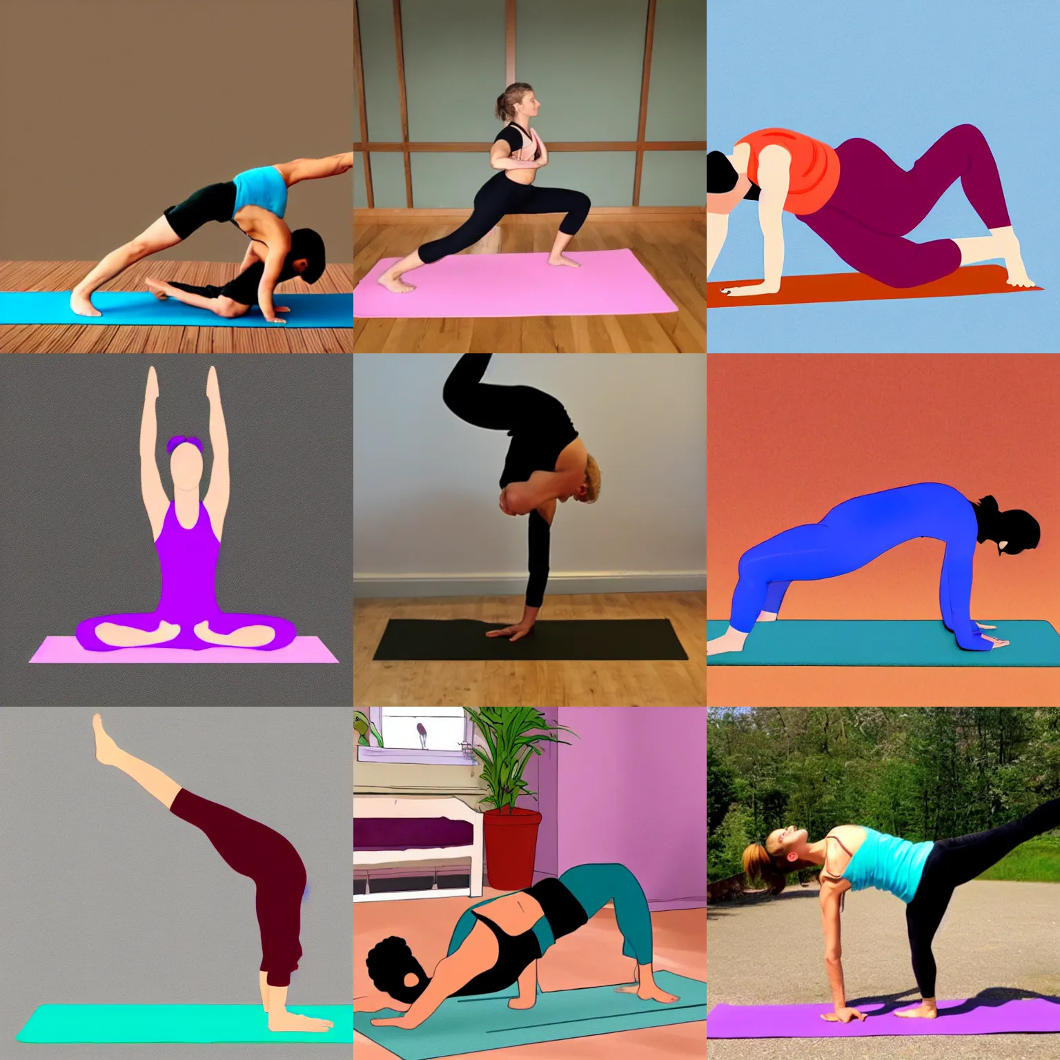 Prompt: yoga downwardfacingdog position, illustration