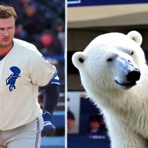 Prompt: pete alonso as a polar bear hybrid