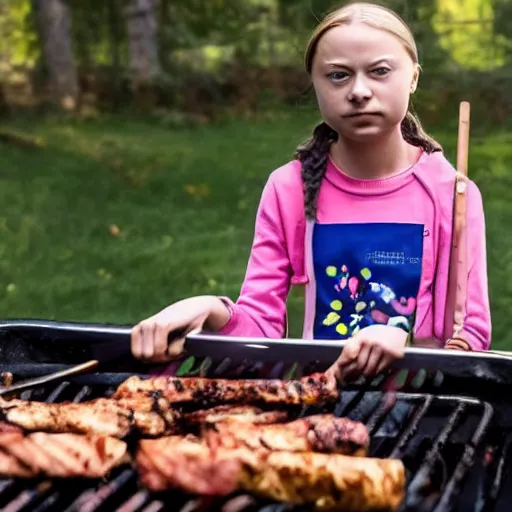 Image similar to photo of greta thunberg having a bbq