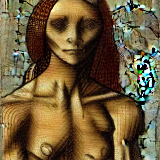 Image similar to sketches of a cyborg female by leonardo davinci