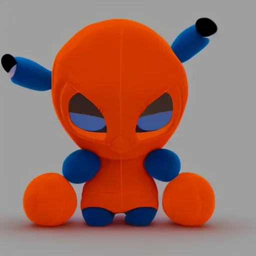 Image similar to cute fumo plush of an alien girl in a black hoodie, three point lighting, orange and blue contrast, vray