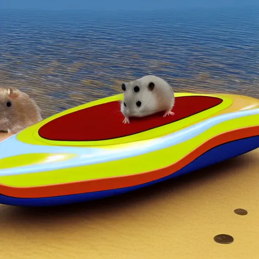 Image similar to a hamster inspired speed boat in the ocean, 4 k, highly - detailed, concept render art