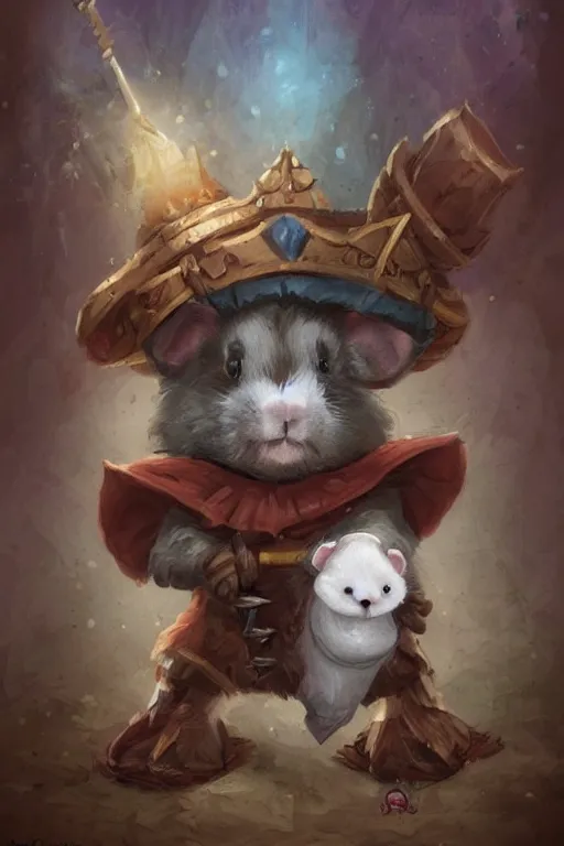 Image similar to cute little anthropomorphic Guinea Pig knight wearing a cape and a crown, tiny, small, miniature bear, baby animal, short, pale blue armor, cute and adorable, pretty, beautiful, DnD character art portrait, matte fantasy painting, DeviantArt Artstation, by Jason Felix by Steve Argyle by Tyler Jacobson by Peter Mohrbacher, cinematic lighting