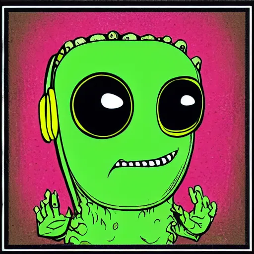 Image similar to Pop Wonder NFT - Alien Bog Friendly Monster Wearing Headphones, Art