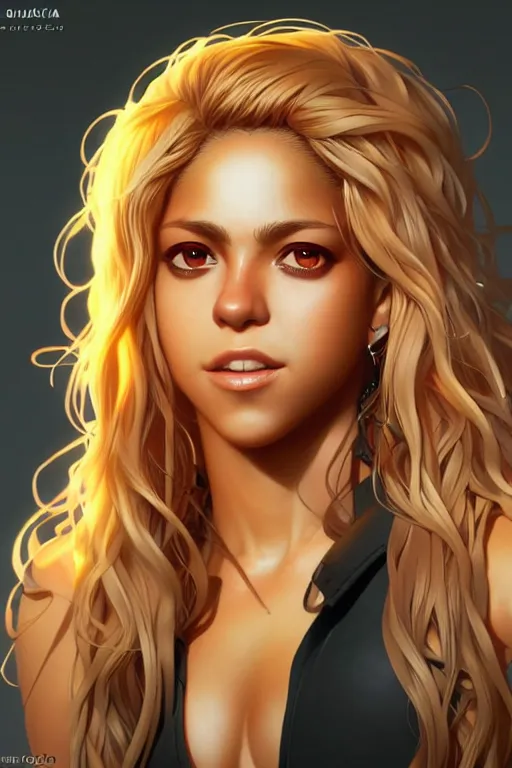 Image similar to shakira, manga cover art, detailed color portrait, artstation trending, 8 k, greg rutkowski