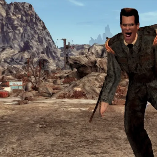 Image similar to jim carrey in fallout new vegas, game still