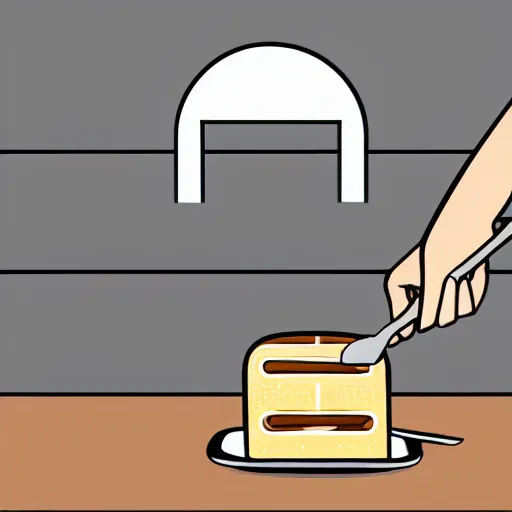 Image similar to a wikihow illustration of a man putting a fork in a toaster