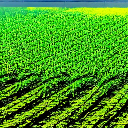 Image similar to agriculture done by flying harvesters in postmodern city