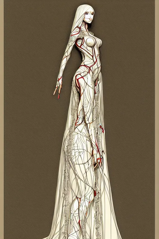 Prompt: digital art, centered full body of elven bride ,intricate, veins, by piet mondrian ultradetailed, charachter design, concept art, trending on artstation,