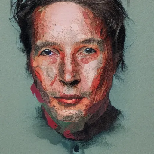 Prompt: portrait no. 1, by lee ellis, mixed media