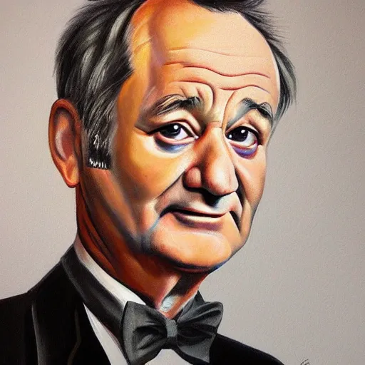 Image similar to close up portrait of bill murray painted by jason rainvill