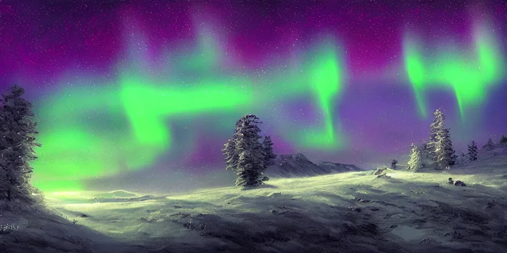 sky with northern lights, illustration, best of