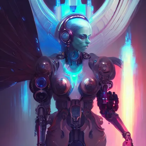 Image similar to a portrait of a beautiful cybernetic seraphim, cyberpunk concept art by pete mohrbacher and wlop and artgerm and josan gonzales, digital art, highly detailed, intricate, sci-fi, sharp focus, Trending on Artstation HQ, deviantart, unreal engine 5, 4K UHD image