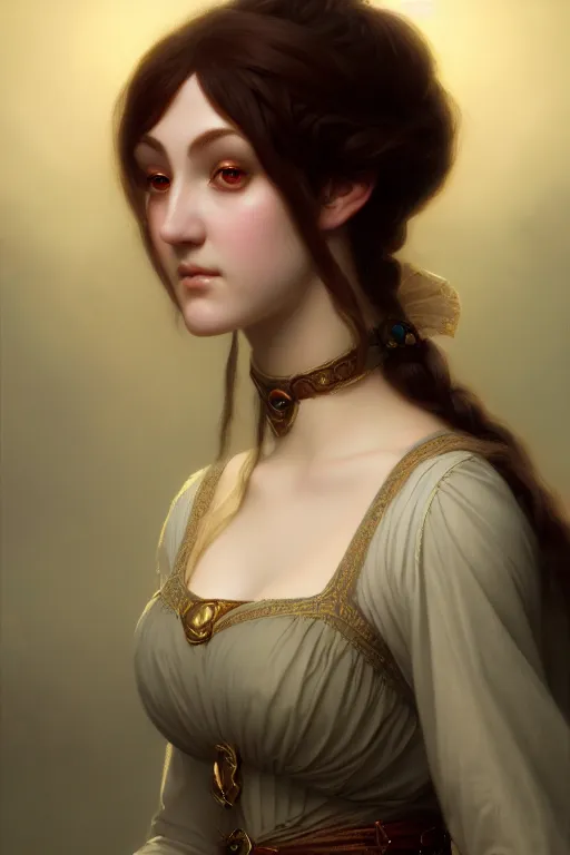 Image similar to a portrait of a Fey, illustration, soft lighting, soft details, painting oil on canvas by Edmund Blair Leighton and Charlie Bowater octane render trending on artstation d&d characters, 4k, 8k, HD