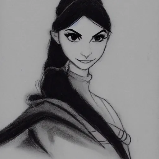 Image similar to milt kahl sketch of victoria justice as princess padme in star wars episode 3