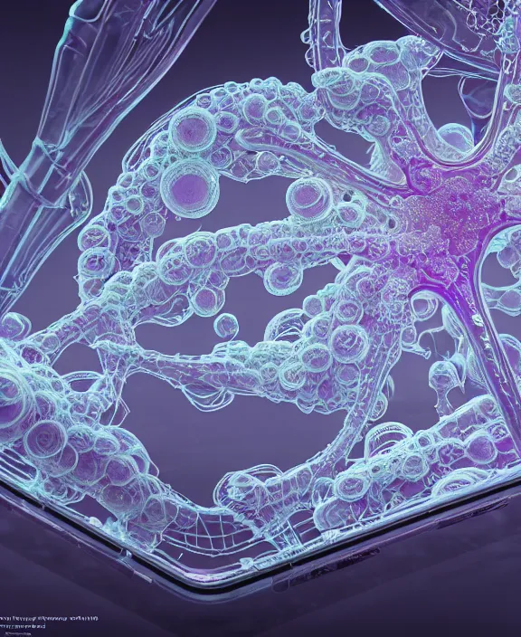 Image similar to intricate opulent transparent clear see - through picture of microbes, biology, fractal, neon lights, clean medical environment, ultra realistic, concept art, art nouveau, photorealistic, octane render, 8 k, unreal engine. art by nori inoguchi and sam kaplan and zachary goulko and christopher marley and artgerm