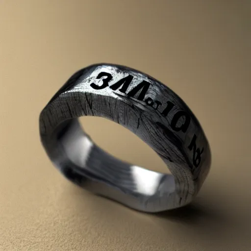 Image similar to the ring from lord if the rings with an imprinted ruler, cm scale imprinted on the inside of the ring, one ring to rule them all, highly detailed, 8 k, trending on artstation, mystic, rpg artwork