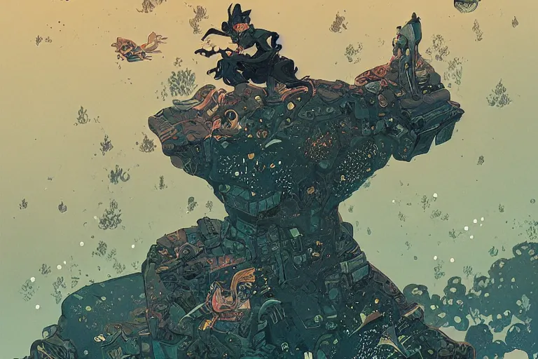 Image similar to man, concept art, fantasy illustration, by victo ngai and diego gisbert llorens