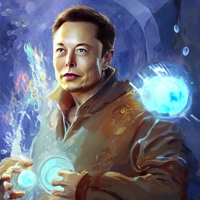 Prompt: Elon Musk as a waterbender, portrait, elegant, intricate, digital painting, artstation, concept art, smooth, sharp focus, illustration, art by konstantin korovin and Daniel F. Gerhartz and john howe