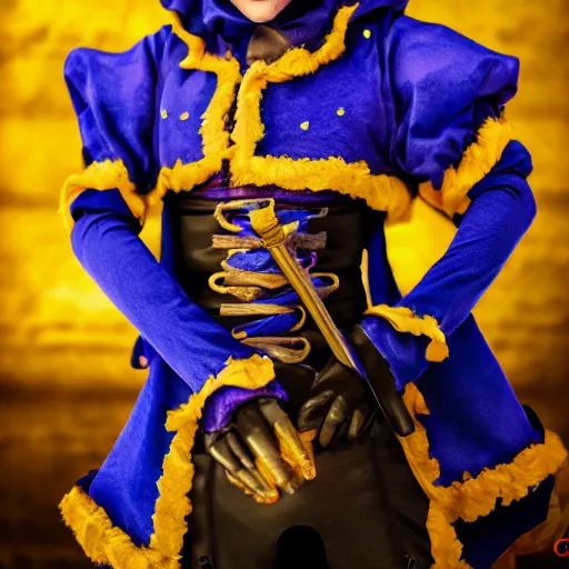 Prompt: full body photo beautiful jester rogue, highly detailed, 4k, HDR, smooth, sharp focus, hyper realistic, high resolution, award-winning photo