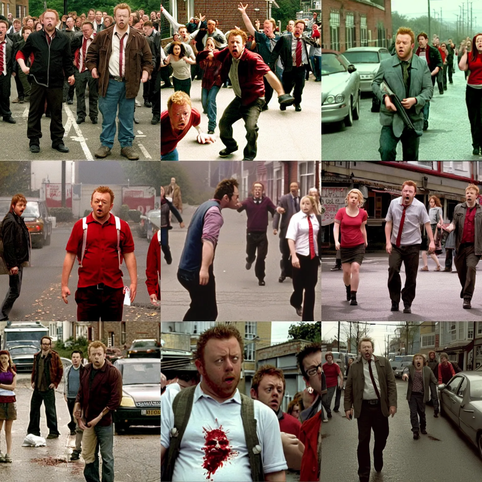 Prompt: a film still from shaun of the dead ( 2 0 0 4 )