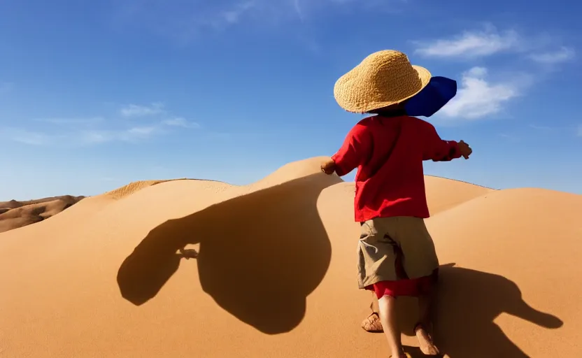 Image similar to a luffy in sand dunes, photography