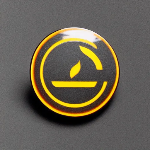 Image similar to a photo of a retro 7 0 s minimalistic clean fire warning enamel pin, studio lighting, behance