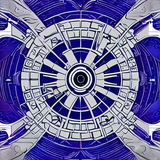 Image similar to pirate ship in space, style of hydro74, flat art, line, symmetric radial fractal