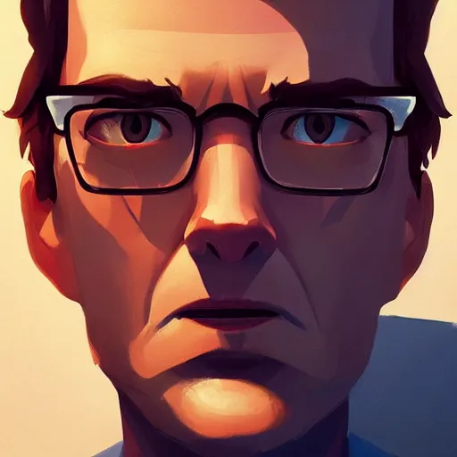 Image similar to face icon stylized minimalist michael crichton, loftis, cory behance hd by jesper ejsing, by rhads, makoto shinkai and lois van baarle, ilya kuvshinov, rossdraws global illumination