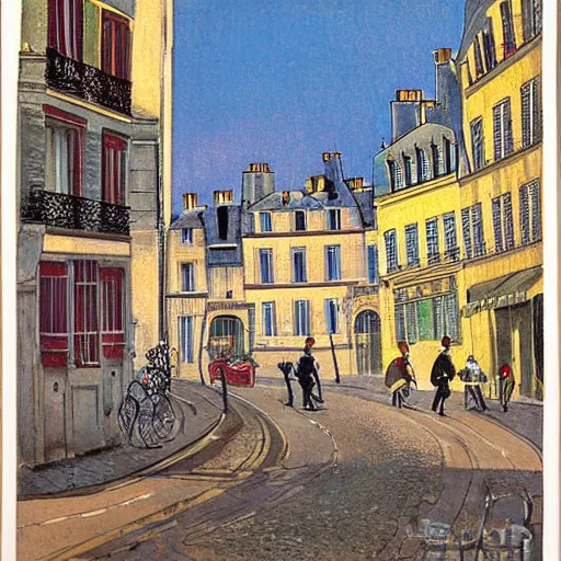 Image similar to color serigraphy of paris streets, by henri riviere