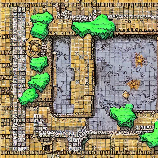 Prompt: map of a dungeon in waterdeep, isometric, detailed, game, dungeons and dragons, tiled, birds eye view