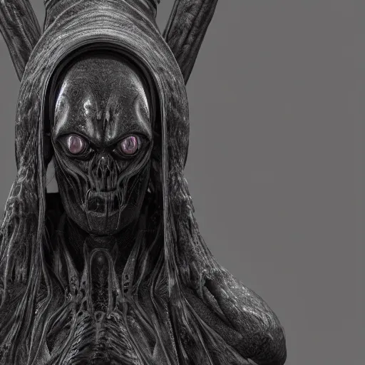 Image similar to a dark creature in giger style, octane render, 4k, detailed, unreal engine 5,