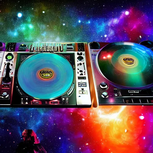 Image similar to the universe on the dj decks