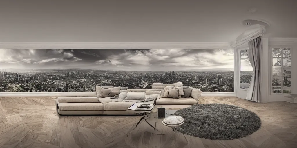 Prompt: Digital illustration. Trending. 4k. panoramic. HDR. Room.