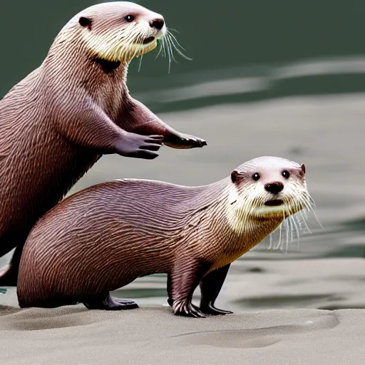 Image similar to Otters dancing on the moon