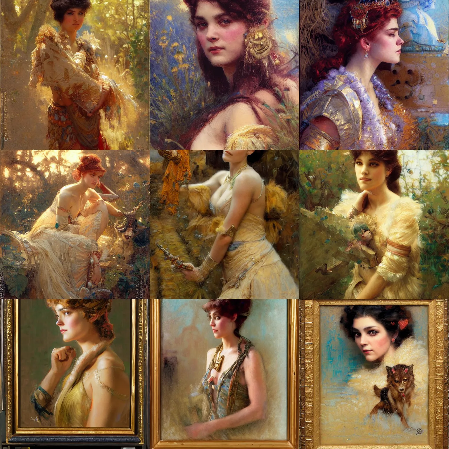 Prompt: portrait titled the princess explores, female, highly detailed oil on watercolor wood block print by gaston bussiere, craig mullins, j. c. leyendecker 8 k