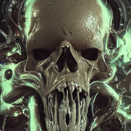 Image similar to portrait_of_a_melting_skull._intricate_abstract._intricate_artwork._by_Tooth_Wu_wlop_beeple_dan_mumford._octane_render_trending_on_artstat