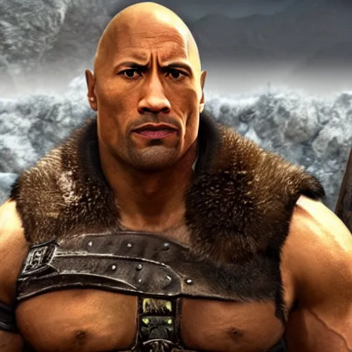 Image similar to Dwayne The Rock Johnson in the Skyrim game