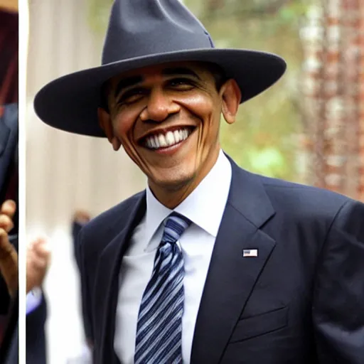 Image similar to obama wearing fedora