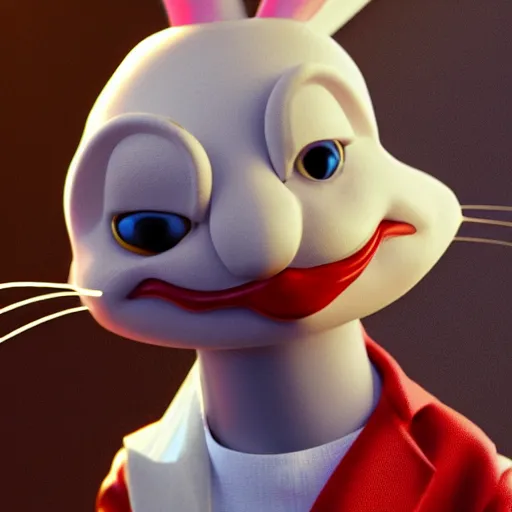 Image similar to roger rabbit as a real person, photorealistic, cinematic