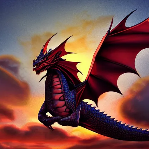 Image similar to dragon looking towards the sky at sunset, portrait, digital art, inspiring