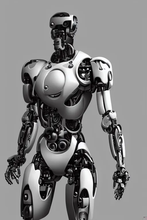 Prompt: Robot cyborg, white background, trending on artstation