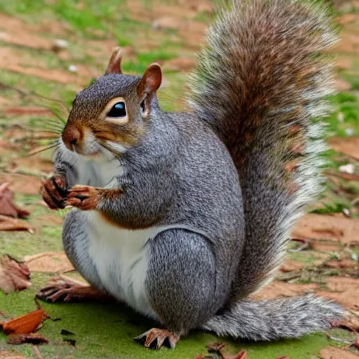 Image similar to a hungry squirrel with rolls and folds of fat