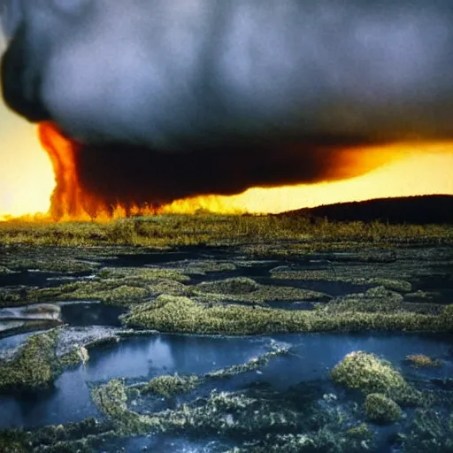 Prompt: a beautiful photo of a nuclear meltdown, landscape