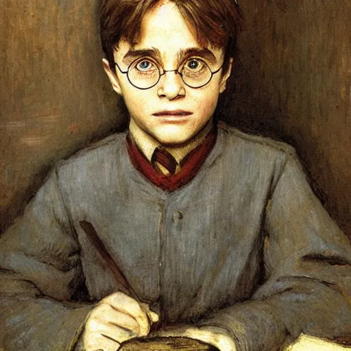 Image similar to harry potter, by jules bastien - lepage