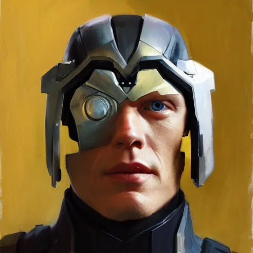 Prompt: greg manchess portrait painting of partially armored paul bettany aka vision as overwatch character, medium shot, asymmetrical, profile picture, organic painting, sunny day, matte painting, bold shapes, hard edges, street art, trending on artstation, by huang guangjian, gil elvgren, ruan jia, greg rutkowski, gaston bussiere