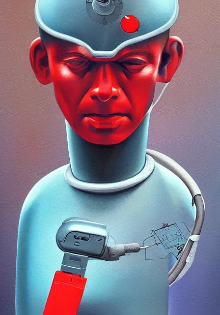 Prompt: brain, electrode, neosoviet worker with rewarding implant in the head left - wing sci - fi painting 8 k by aramaki shinji