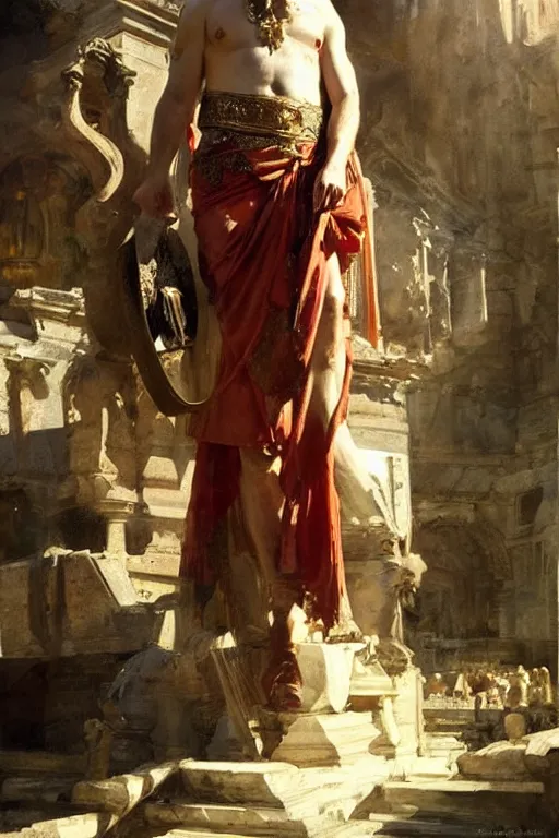 Image similar to ancient roman steve buscemi ascending wearing the civic crown, art by anders zorn, wonderful masterpiece by greg rutkowski, beautiful cinematic light, american romanticism by greg manchess, jessica rossier